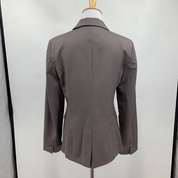 Ann Taylor Blazer Women 8 Taupe One Button Front Pockets Wool Blend Notch Career - Picture 6 of 12